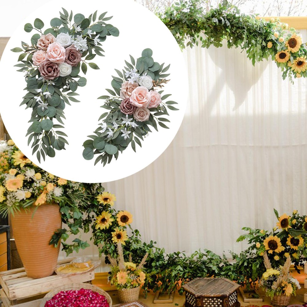 2x Wedding Arch Flowers Corner Row Garland Ornament for Wall Reception