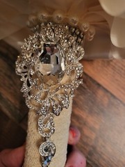 Bridal Flower Wedding Bouquet Rhinestone Pearls Silk Satin Burgundy Gold Cream