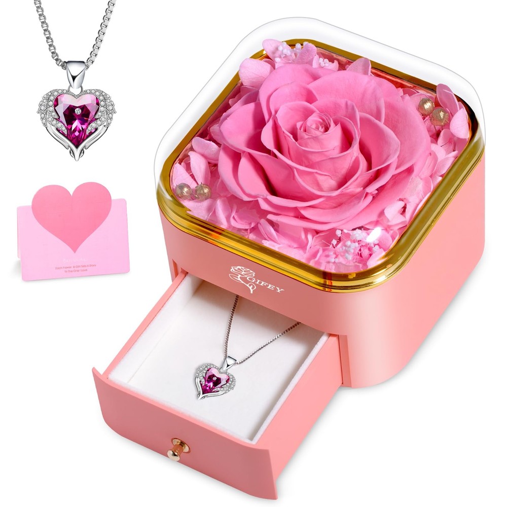 Mothers Day Flowers Roses Gifts for Mom – Preserved Real Blue 24 inches, PINK