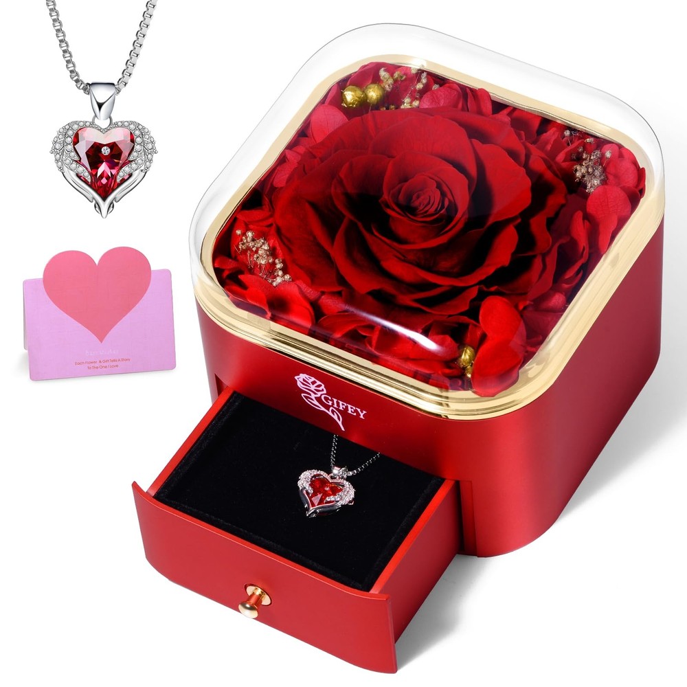 Mothers Day Flowers Roses Gifts for Mom – Preserved Real Blue Rose with Red