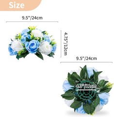 Flower Centerpieces for Wedding Tables: 10 Pcs Blue & White Artificial Flower…
