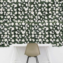 24″ x 18″ Green White Rose Silk Flowers Wall Backdrop Panel Wedding Decorations