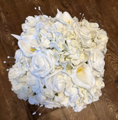 Wedding Bouquet Package-White, Rose, Hydrangea, Calla Lily 7 PC. Bouquet Set