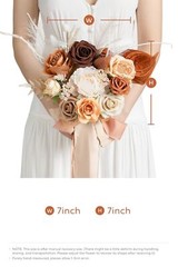 Ling’s Moment Boho Bridesmaid Bouquet Set of 4, Rust and Sepia Wedding Bouque…