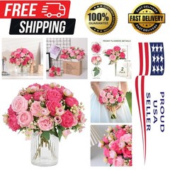2 Packs Peonies Artificial Flowers, Mixed Pink Artificial Peonies, Silk Peoni…