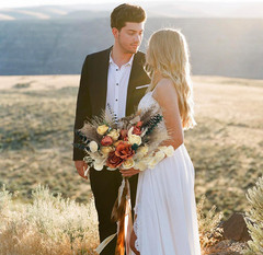 Burnt Orange Pampas Bridal Bouquet – 15.7″ Boho Wedding Flowers