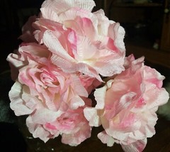 12 Blush Pink Artificial 4″ Open Roses Silk Wedding Flowers Bouquet Fake Faux