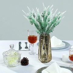 4 Green White 14-Inch LAVENDER FLOWERS ARTIFICIAL Faux Stems Party Home Supplies