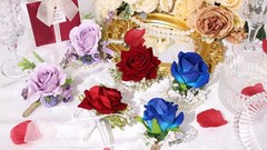 2Pcs Light Blue Corsage & Boutonniere Set – Wedding, Prom, Party Decor Accessori