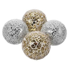 Mosaic Decorative Balls 4 Pcs Decorative Balls 2.4 2 Pcs Gold and 2 Pcs Silver