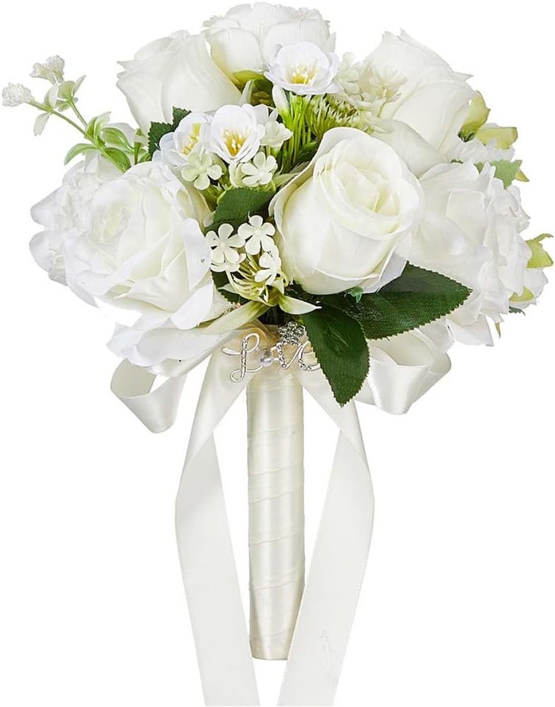 CYANLUX Wedding Bouquets for Bride Bridesmaid Bouquet Champagne White Rose