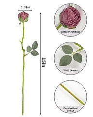 24pcs Artificial Flowers Silk Rose with Stem Mini Fake Rose Dusty Rose