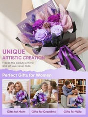 Bessol Flowers for Delivery Preserved Small, Purple Flower Bouquet