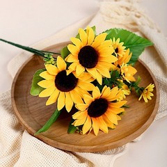 2 Yellow 13″ ARTIFICIAL Faux SILK SUNFLOWER Bouquets Wedding Party Decorations