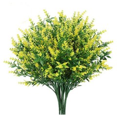 8Bundles Artificial Plants Flowers Fake Outdoor Plastic Faux UV Resistant Decor