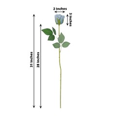 DUSTY BLUE 24 Artificial 31″ Long Stem Silk ROSE FLOWERS Party Event Decorations