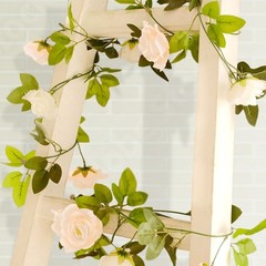 2 BLUSH 7 ft long Silk Rose Wedding Garland Leaves Bendable Wire Vines Home Sale
