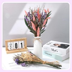 2 Pack Large Dried Flower Bouquets 15.7 inch Lavender Baby Breath Purple, Pink