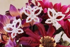 3 Crystal Rhinestone Butterfly Bouquet Jewelry Silver BJ004