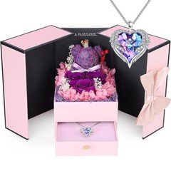 Suturun Preserved Real Roses for Her,Eternal Rose with Purple