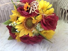 WEDDING FLOWERS BOUQUETS Decorations Sunflowers Burgundy Red 7 Bouquet