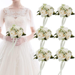 6.5″ Ivory Bridesmaid Bouquet Set of 6 – Elegant Artificial Flowers
