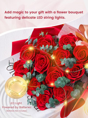 Flower Bouquet 12-Piece Red Preserved Roses Bouquet with Led Lights Gift for Wom