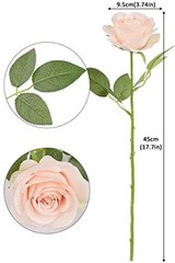 12pcs Roses Artificial Flowers Pink Fake Roses Flowers with Long 12PCS Blush