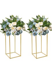 NEW Gold Wedding Flower Stand Sets Of 2, 24 Inch Tall Vase Column Stand Flower