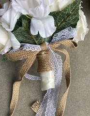 Fiwisora 9.8″ Bridal Holding Wedding Bouquet Real-Looking Mixed Flowers Ivory…