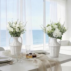4 Kinds 55PCS Silk Hydrangea Artificial Flowers Eucalyptus White Hydrangea