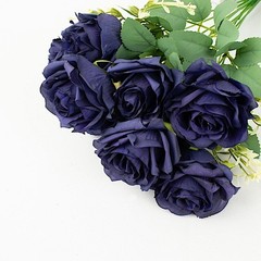 NAVY BLUE 2 Bushes 18″ ARTIFICIAL Faux Silk Rose FLOWERS Bouquet Decorations