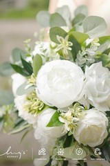 Elegant Wedding Bouquet Bride 13″ Ivory Rose Peony Orchid Faux Silk