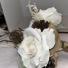 Rustic Cream/ivory Rose Wedding Boutique Set Natural Brown Accents Artificial