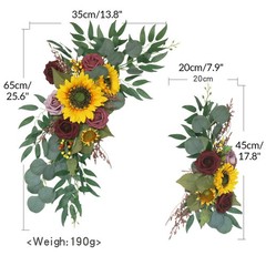 Artificial Wedding Arch Flowers Kit, Rustic 2Pieces Flower