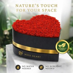 100 Petite Preserved Roses, Large Shaped Box, 100 Red