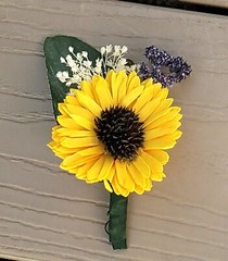 Purple Yellow Daisy Bridal Bouquet Sunflower Sola Wood Bridesmaid Wedding Flower