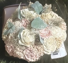 Wedding Bridal Bouquet White Roses Crystal Rhinestone Handle Elegant NEW