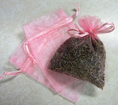 Set of 30 Lavender Sachets made with Pink Organza Bags