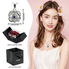 woxafo Preserved Real Red Rose with I Love You Heart Necklace 100 Normal,