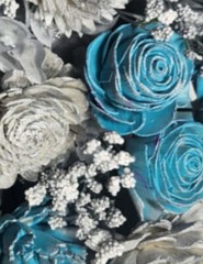 Turquoise Silver Rose Real Touch Bridal Wedding Bouquet Accessories