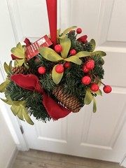 HOME ACCENTS HOLIDAY CHRISTMAS 10″ ROUND KISSING BALL BERRIES/PINECONES