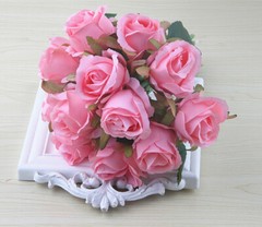 12 Head Artificial Silk Rose Bridal Bouquet Party Home Wedding Decor Cozy Winter