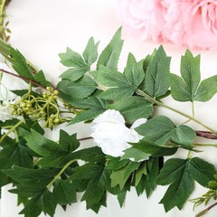 6 ft long Silk Peony Flowers Garland with Leaves and Bendable Wire Vine Party