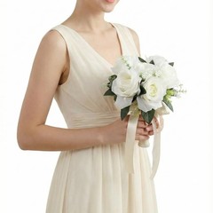 Horoper Wedding Bouquets for Bride, White Champagne Artificial Roses Flowers …