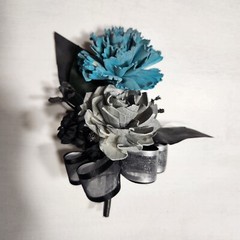 Turrquoise Black Sola Wood Bridal Wedding Bouquet Accessories