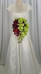 Wine and Green Teardrop Faux Silk Wedding Bouquet