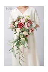 12 Inch Dusty Rose Bridal Bouquet, Cascading Bouquet,Wedding Bouquet,for Wedd…