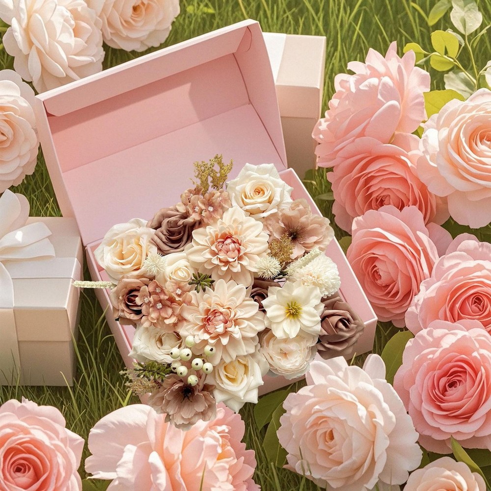 Artificial Flowers Box Set for Table Centerpieces Indoor Outdoor Ornament