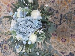 Dusty Blue Wedding Bouquet for Bride Blue and White 2 Pc Arch NEW